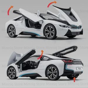 Метален автомобил BMW i8, Die-Cast модел, 1:24, Бял, Без опаковка