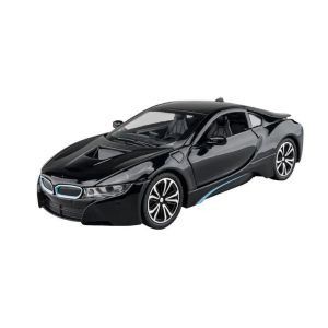 Метален автомобил BMW i8 1:24, Черен, Звук и светлини, Без опаковка