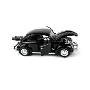 Метален Volkswagen Beetle 1:24, Черен, със звук, светлини и pull-back, Без опаковка