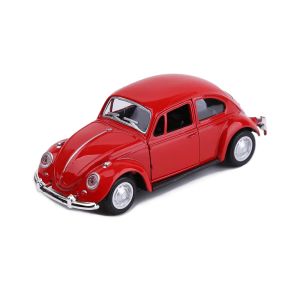 Метален Volkswagen Beetle 1:24, Червен, със звук, светлини и pull-back, Без опаковка