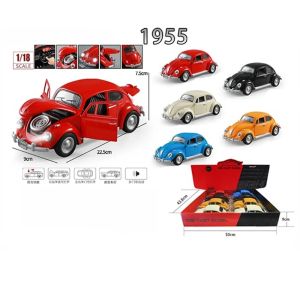 Метален Volkswagen Beetle 1:24, Син, със звук, светлини и pull-back, Без опаковка