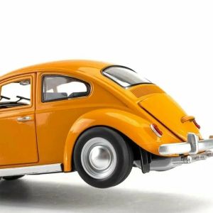 Метален Volkswagen Beetle 1:24, Жълт, със звук, светлини и pull-back, Без опаковка