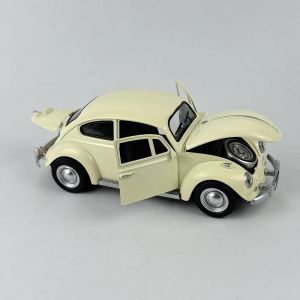 Метален Volkswagen Beetle 1:24, Кремав, със звук, светлини и pull-back, Без опаковка