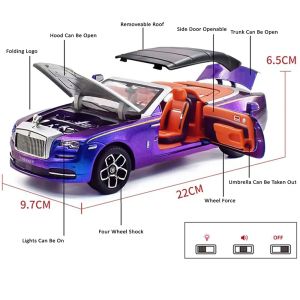 Метална кола Rolls-Royce Dawn Cabriolet 1:24, лилаво-син преливащ цвят
