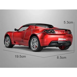 Метална кола Tesla Roadster 1:24 с зарядна станция, червена