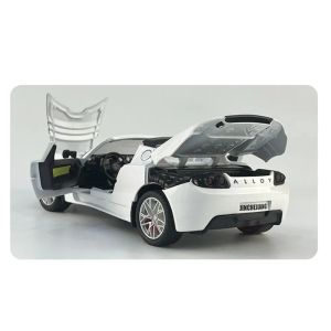 Метална кола Tesla Roadster 1:24 с зарядна станция, бяла