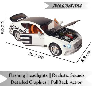 Метална кола Bentley Continental GT 1:22, бяла