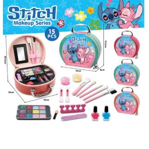 Детски комплект за грим в куфарче Stitch Makeup Series, 15 части, Розов