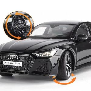 Метален автомобил Audi RS7 Sportback с ключ-дистанционно за светлини и звук, 1:18, черен