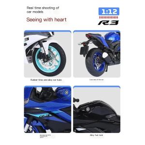 Метален мотор Yamaha R3 1:12 – син модел с реалистична визия