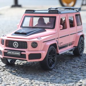 Метален джип G-Class 1:24 с пушек – розов, Отварящи се врати, Без опаковка