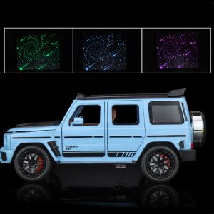 Метален джип G-Class 1:24 със звук, светлини, пушек и отварящи врати – син, Без опаковка