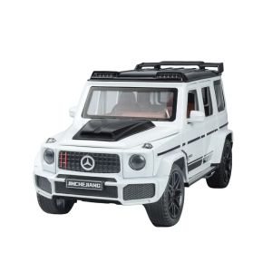 Метален джип G-Class 1:24 със звук, светлини, пушек и отварящи врати – бял, Без опаковка