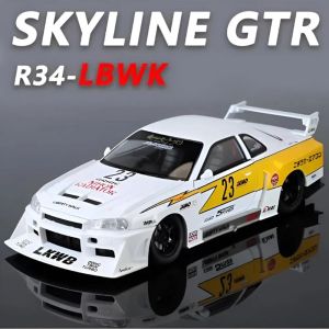 Метален автомобил Nissan Skyline GT-R R34, 1:24, Бял, Без опаковка