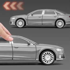 Метален автомобил Audi A8L, 1:24, Звук и светлини, Без индивидуална опаковка, Сив