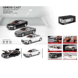 Метален автомобил Audi A8L, 1:24, Звук и светлини, Без индивидуална опаковка, Сив