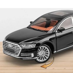 Метален автомобил Audi A8L, 1:24, Звук и светлини, Без индивидуална опаковка, Черен