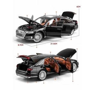 Метален автомобил Audi A8L, 1:24, Звук и светлини, Без индивидуална опаковка, Черен