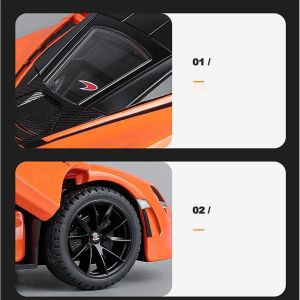 Метален автомобил McLaren 720S, 1:24, Звук и светлини, Оранжев, Без индивидуална опаковка