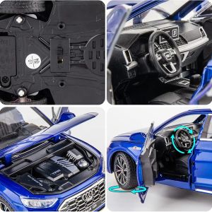 Метален автомобил Audi Q5, 1:24, Звук и светлини, Син, Без индивидуална опаковка