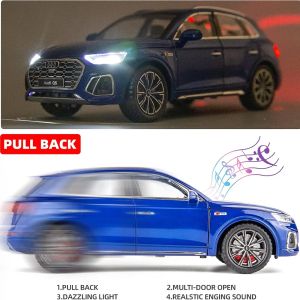 Метален автомобил Audi Q5, 1:24, Звук и светлини, Син, Без индивидуална опаковка