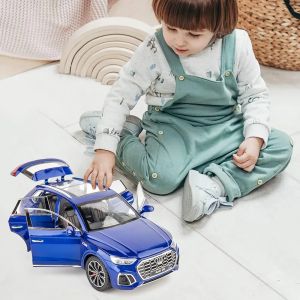 Метален автомобил Audi Q5, 1:24, Звук и светлини, Син, Без индивидуална опаковка