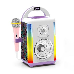 Детска караоке колонка с безжичен микрофон, LED светлини и Bluetooth