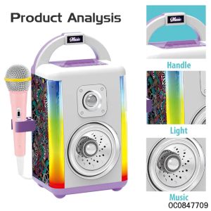 Детска караоке колонка с безжичен микрофон, LED светлини и Bluetooth
