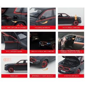 Метална кола BMW XM 1:24, Черна, Пушек, Светлини, Звук, Без индивидуална опаковка