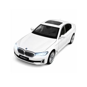 Метална кола BMW 530Li G30 5 Series, 1:24, бяла, светлини и звук
