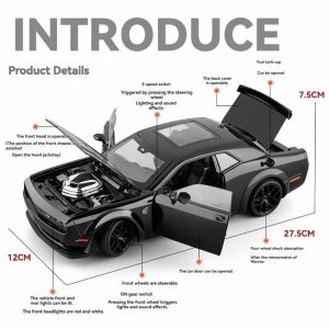 Метална кола Dodge Challenger SRT Hellcat Widebody 1:18, Черна, Без индивидуална опаковка