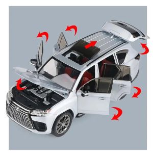 Метална кола Lexus LX600 1:24, Сребриста, Светлини и звук, Без индивидуална опаковка