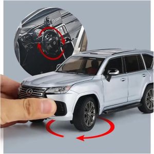 Метална кола Lexus LX600 1:24, Сребриста, Светлини и звук, Без индивидуална опаковка