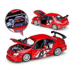 Метална кола Subaru Impreza WRX STI, тунинг, 1:24, червена, Welly
