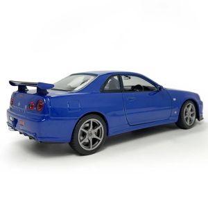 Метална кола Nissan Skyline GT-R (R34), 1:24, синя, Welly