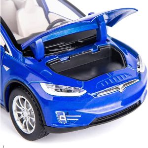 Метална кола Tesla Model X, 1:22, синя – без индивидуална опаковка