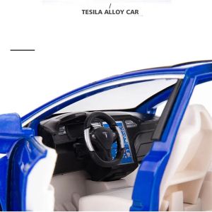 Метална кола Tesla Model X, 1:22, синя – без индивидуална опаковка