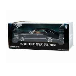 Метална кола Chevrolet Impala Sport Sedan 1967, Черна, 1:24, GreenLight 