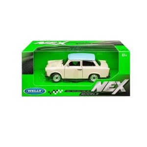 Метална кола Trabant 601, 1:24, Kремава със син покрив, Welly 