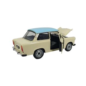 Метална кола Trabant 601, 1:24, Kремава със син покрив, Welly 