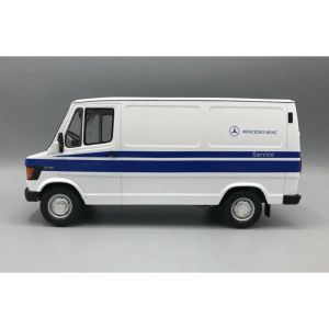 Метален бус Mercedes 208 D Transporter Mercedes Service 1988 1:18 Бял/Син – KK Scale