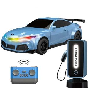 Детска спортна електрическа кола Crazon New Energy със зарядна станция, RC в син цвят