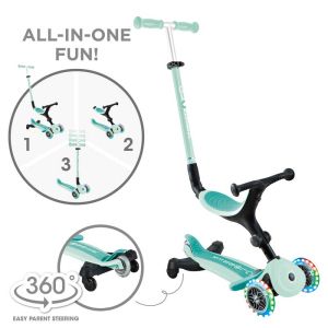 Сгъваема тротинетка с родителски контрол GO UP ACTIVE  LIGHTS 360°, ментова
