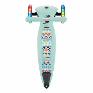 Сгъваема тротинетка със светещи колела Globber Junior Fantasy Lights, ментово зелена