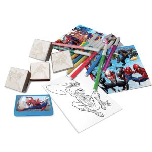 Творческа раница Spiderman с 10 миещи се флумастера, 4 печата и 30 стикера