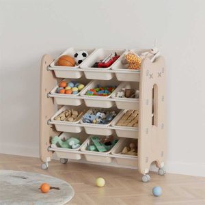 Подвижен пластмасов органайзер Feelkids за детски играчки - кафяв