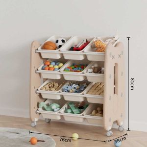 Подвижен пластмасов органайзер Feelkids за детски играчки - кафяв