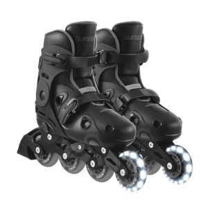 Детски ролери със светещи колела GLOBBER GO SKATES, размер 34-37 - черни