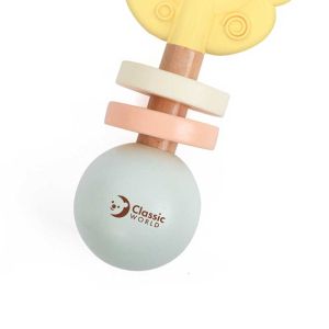 Сензорна дървена играчка-гризалка Цвете Classic World за бебета от 0+ месеца