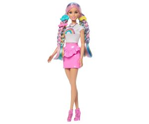 Кукла Barbie с шарена коса и аксесоари за прически, Mattel